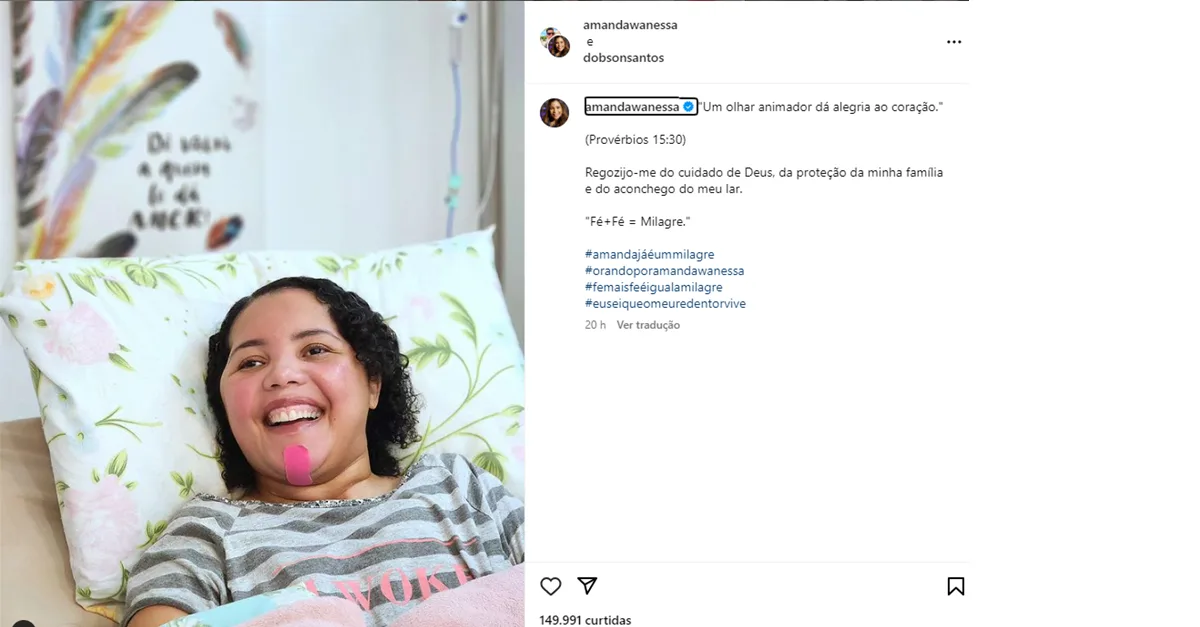 Renascimento Após Tragédia Amanda Wanessa, Cantora Gospel, Mostra Sinais de Recuperação em Foto Inédita